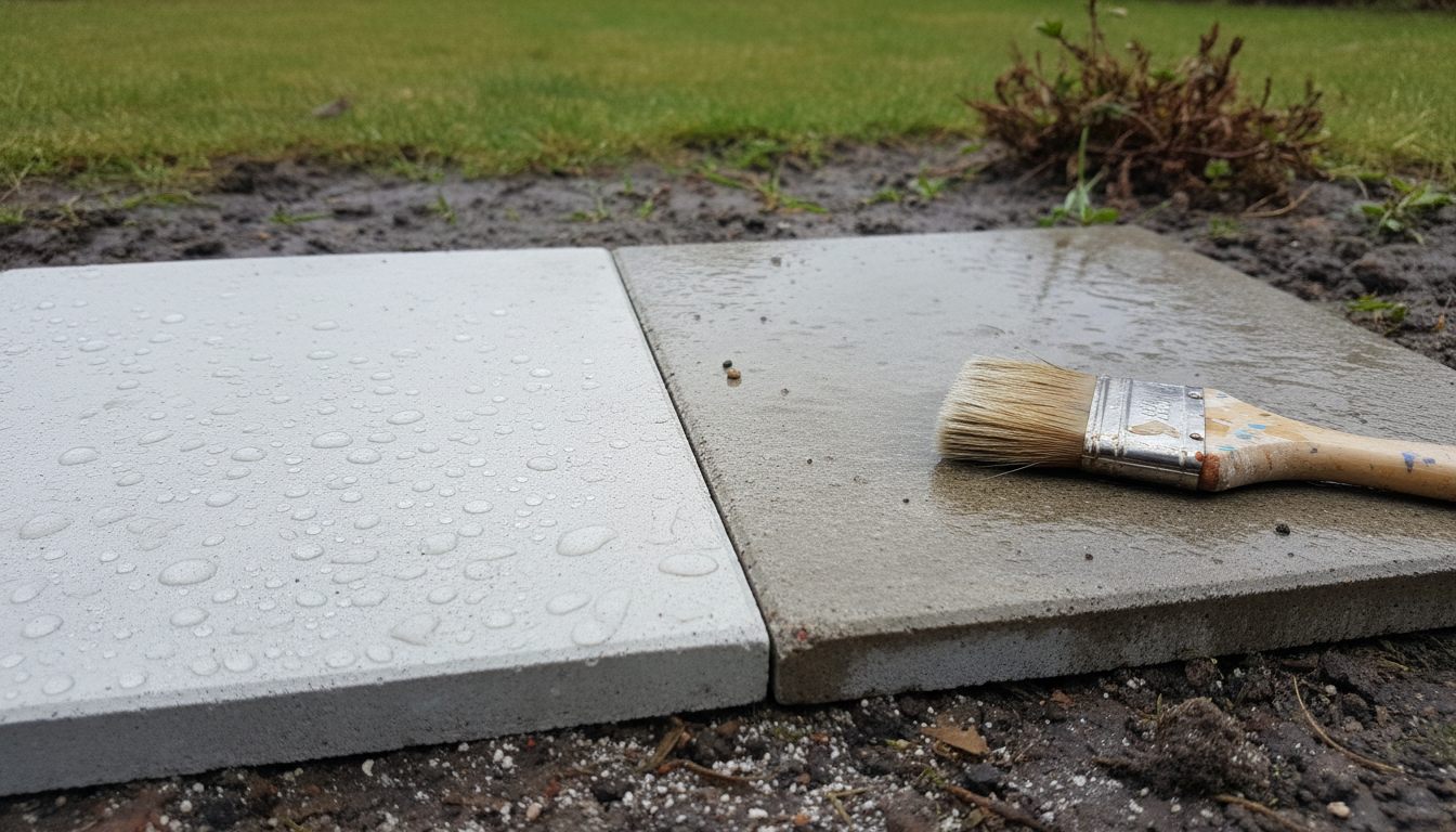 Vand perler af på en imprægneret flise, mens den ubehandlede flise ved siden af suger vandet